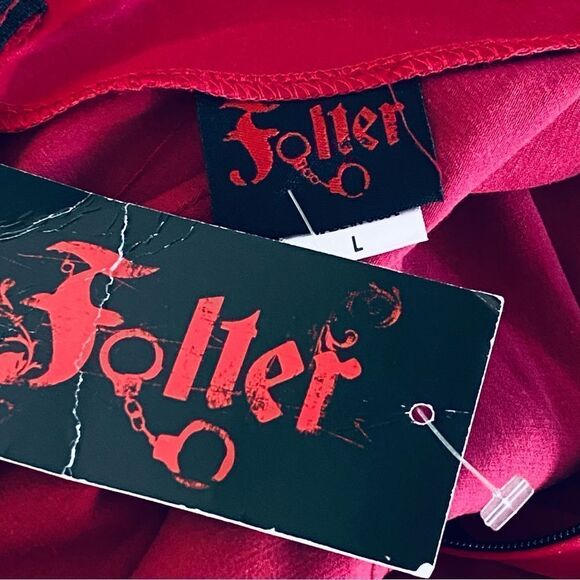 Folter The Scarlett Red Satin Retro Pin Up Rockabilly Fit Flare Dress Sz L NWT - Picture 12 of 16